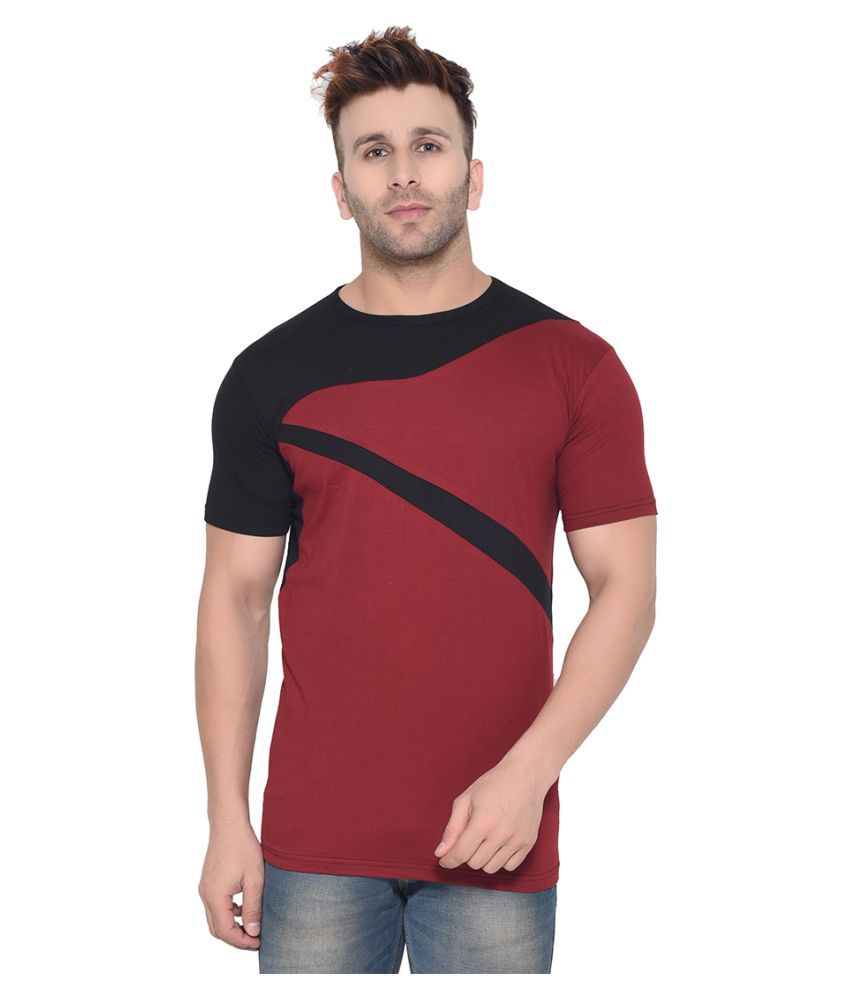     			Tfurnish Cotton Blend Maroon Solids T-Shirt