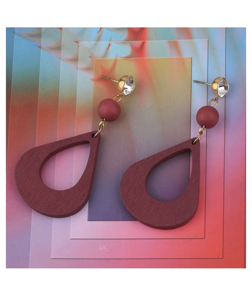     			SILVER SHINE Delicate Party Wear Wooden Dangles Earrings Perfect and Different Look for women girl.