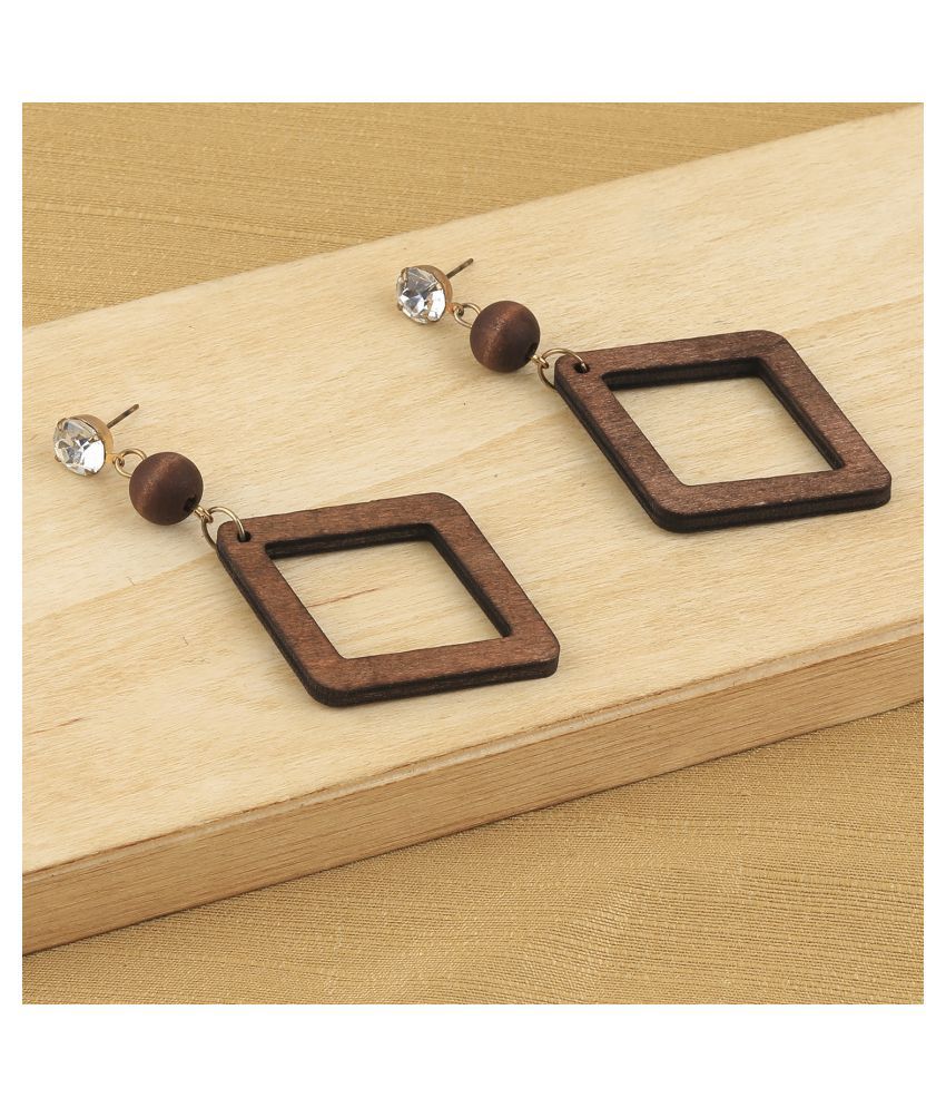     			SILVER SHINE Party Wear Natural  Diamond  Wooden Earring for Perfect and Different Look For women