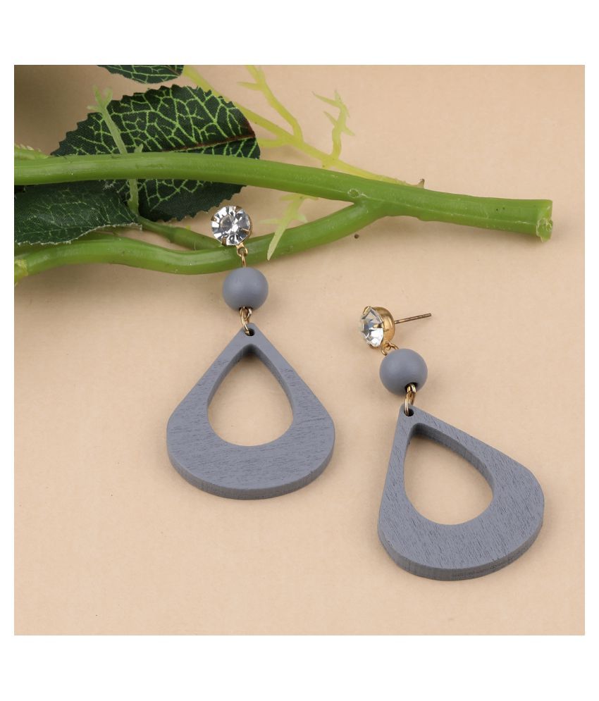     			SILVER SHINE Wonderful Attractive  Diamond Wooden Light Weight Dangle Earrings for Girls and Women.