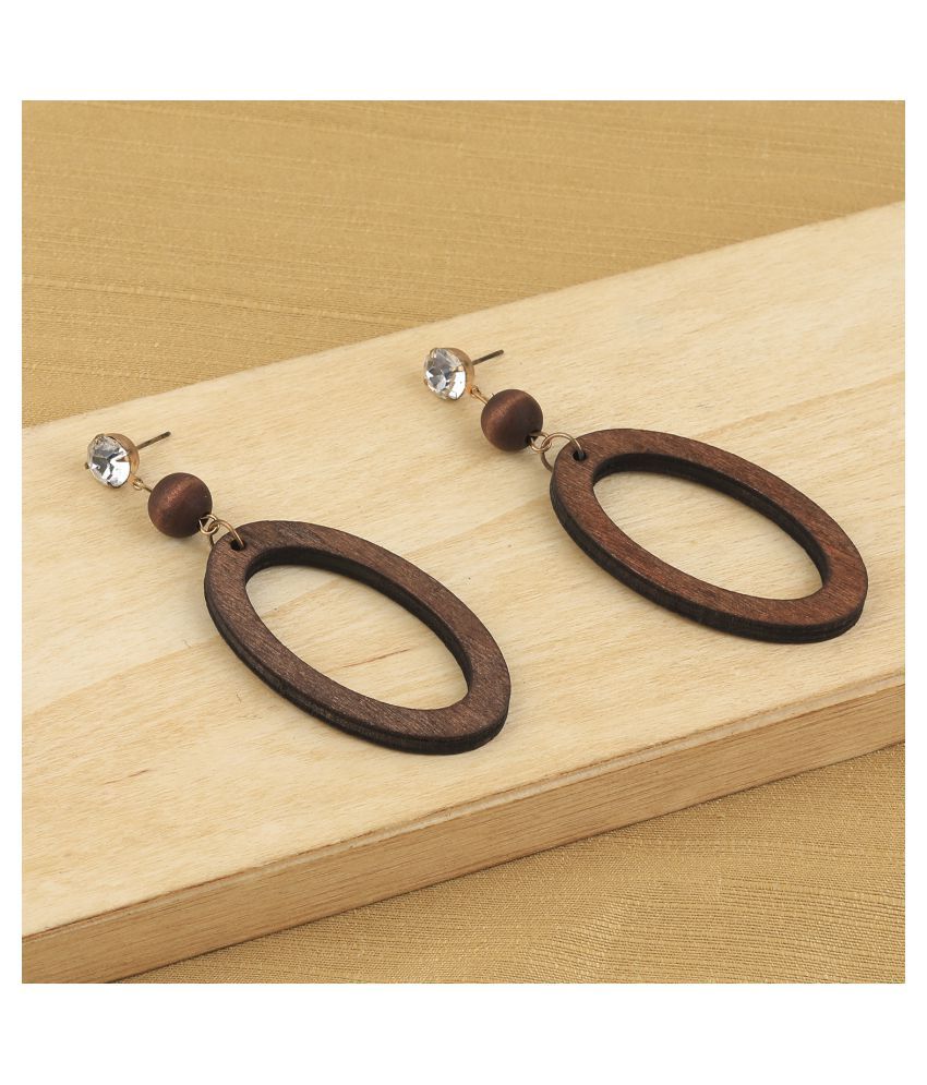     			SILVER SHINE Wonderful Attractive Diamond Wooden Light Weight  Earrings for Girls and Women.