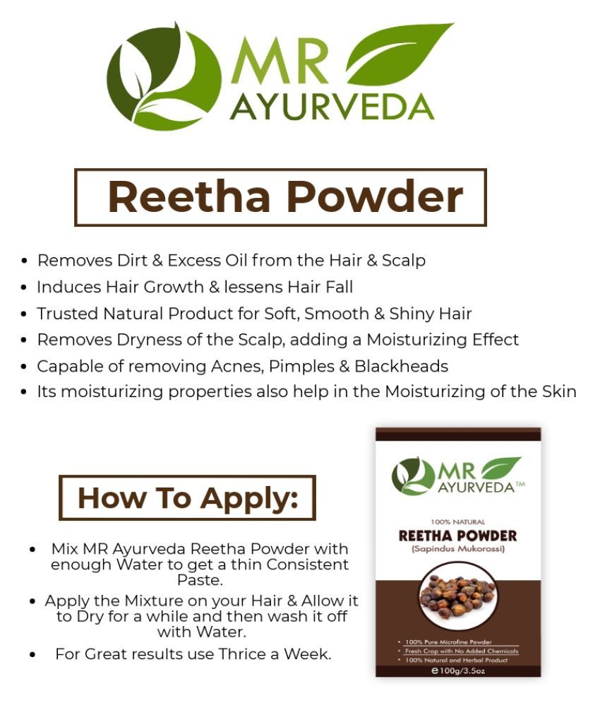 MR Ayurveda Reetha Powder Hair Growth Hair Scalp Treatment 400 g Pack
