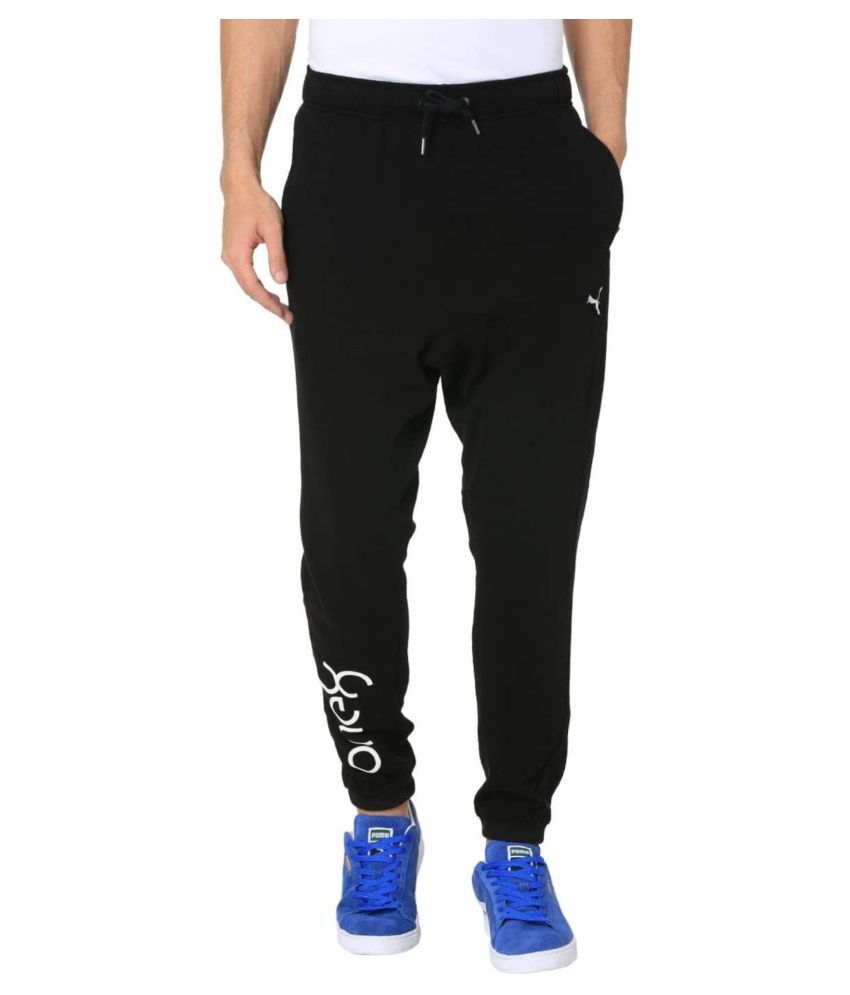 puma black polyester lycra joggers