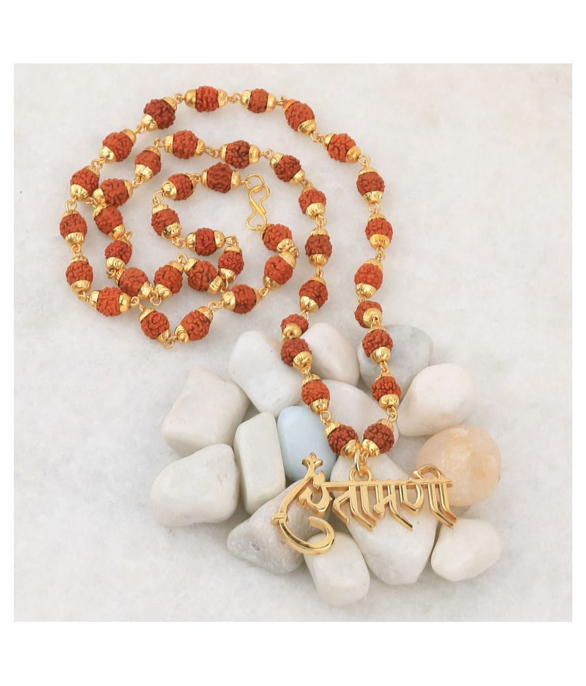     			SILVER SHINE Gold Plated Traditional Rudraksh Mala Pendant Mala for Men and Women
