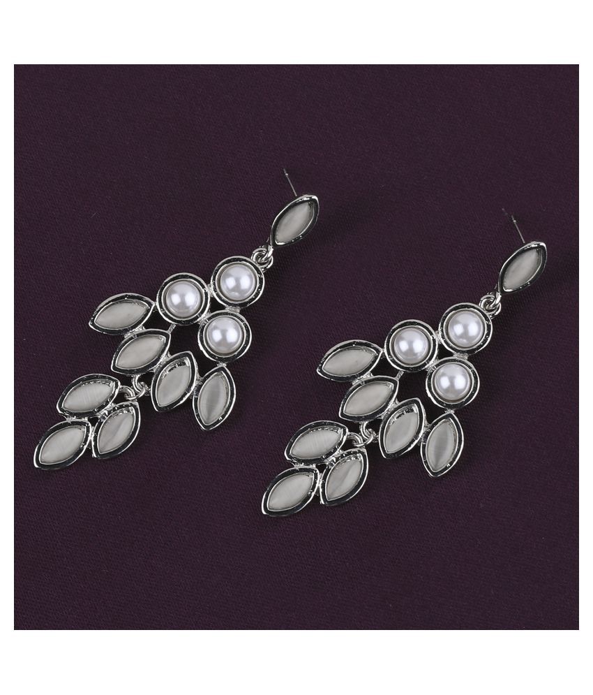     			SILVER SHINE Antique Stylish Silver Pearl Earring For Women Girl