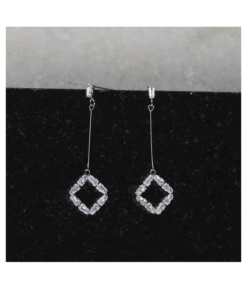     			SILVER SHINE Silver Plated Charm Diamond Dangle  Earring For Women Girl