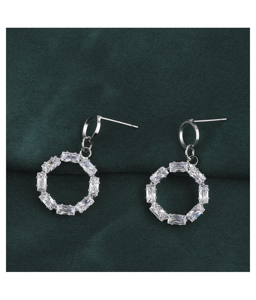     			SILVER SHINE Silver Plated Fashion Diamond Stud  Earring For Women Girl