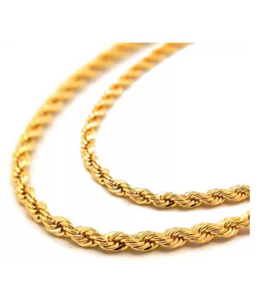     			Aegisto Gold Plated Brass Thick rope 22 Inch cable Chain for Mens & Boys