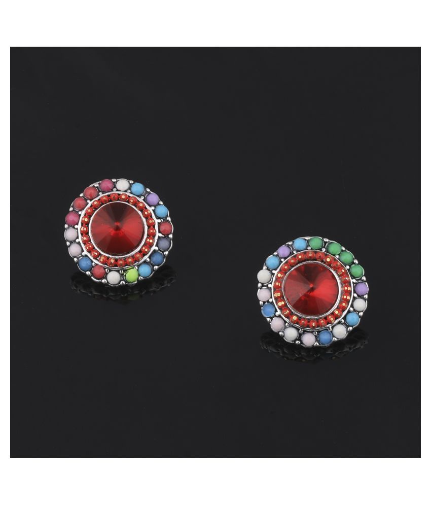     			SILVER SHINE Charm Fancy Party Wear Multi Colour Stud Diamond Earring For Women Girl