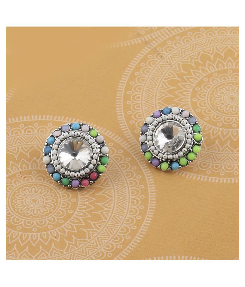     			SILVER SHINE Charm Stylish Party Wear Multi Colour Stud Diamond Earring For Women Girl