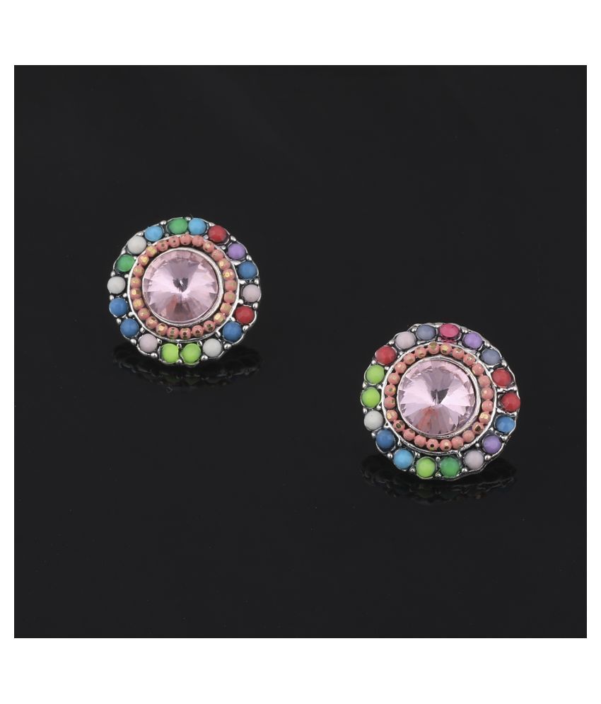     			SILVER SHINE Elegant Party Wear Multi Colour Stud Diamond Earring For Women Girl