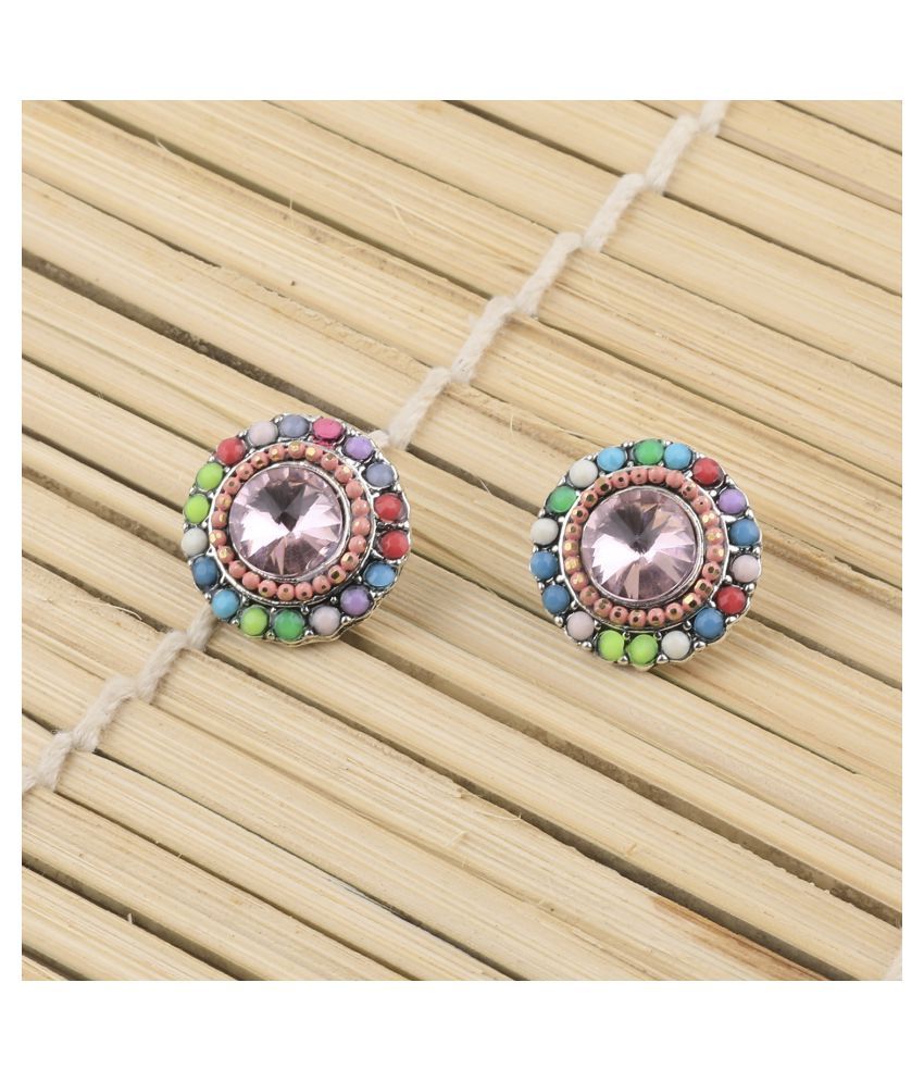     			SILVER SHINE Elegant Party Wear Multi Colour Stud Diamond Earring For Women Girl