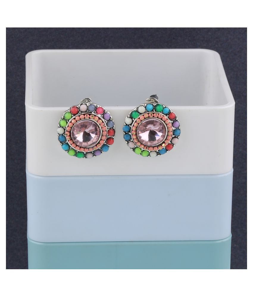     			SILVER SHINE Elegant Party Wear Multi Colour Stud Diamond Earring For Women Girl