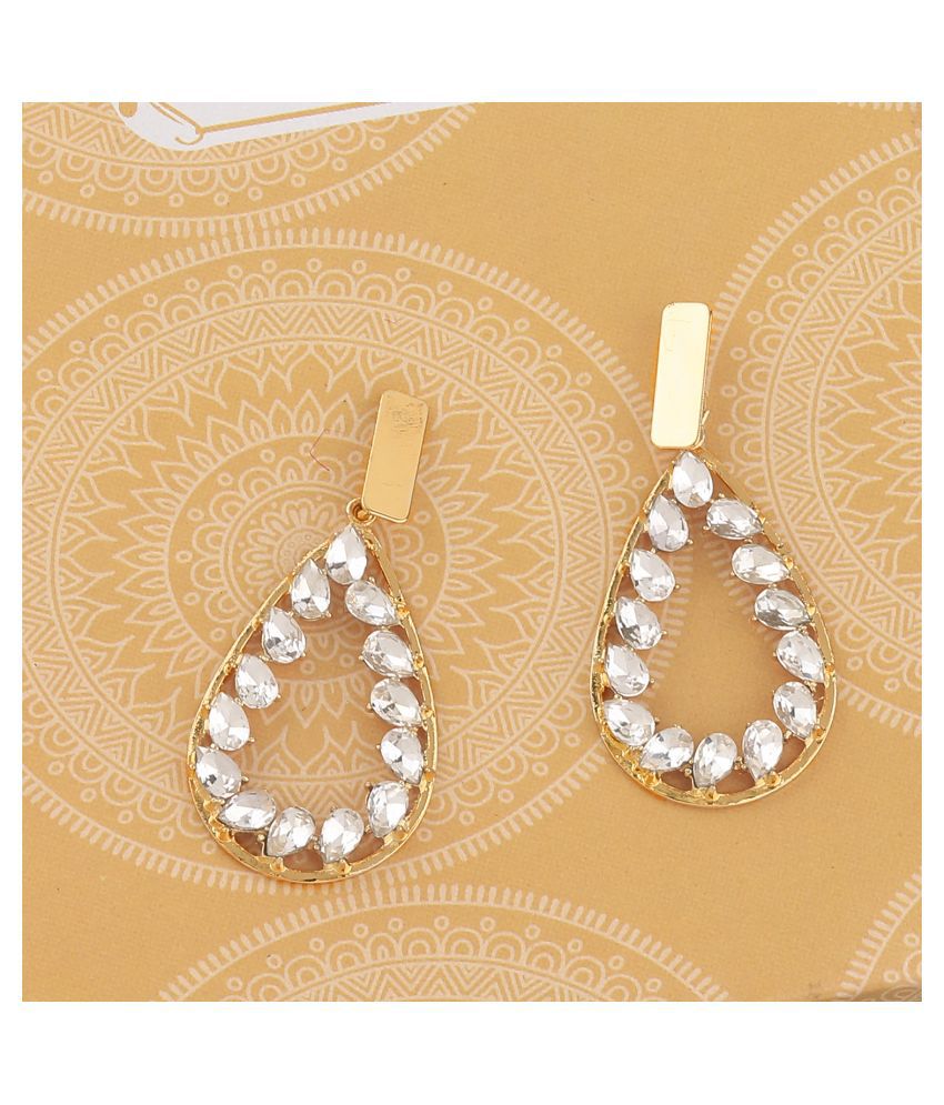     			SILVER SHINE Gold Plated Fashion Diamond Dangle  Earring For Women Girl