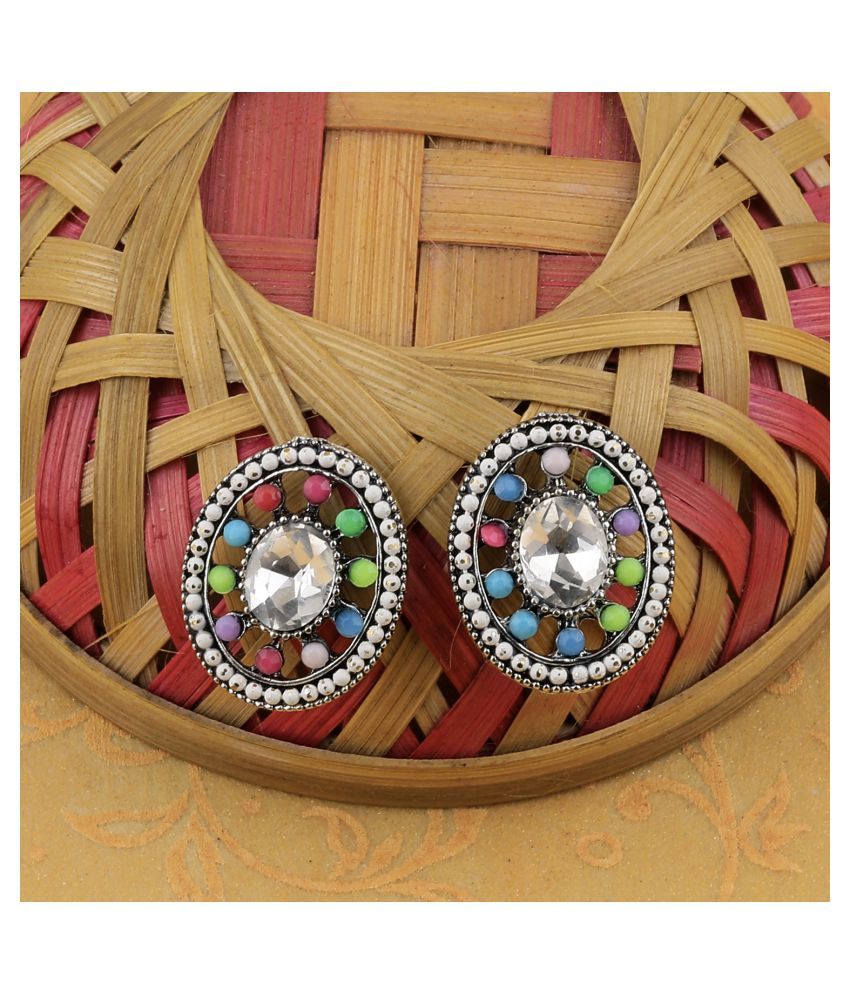     			SILVER SHINE Party Wear Multi Colour Stud  Earring For Women Girl