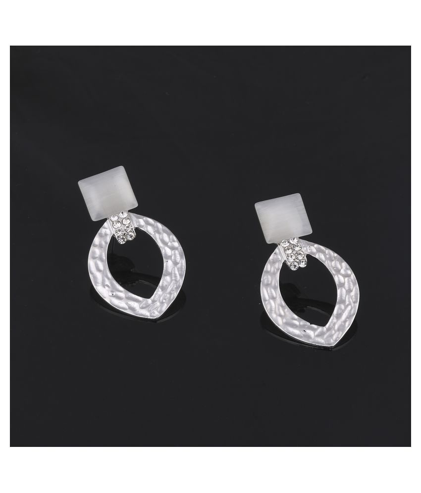     			SILVER SHINE Silver Plated Stylish Diamond Drop Earring For Women Girl