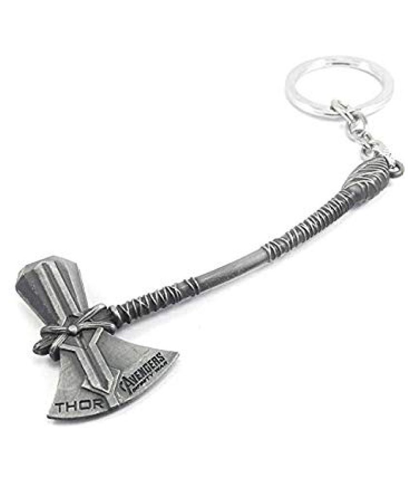     			ZYZTA  Avengers Infinity War Thor Silver Axe Sword Key Chain