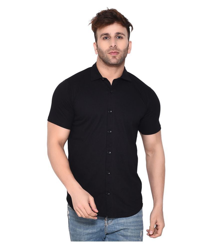     			Tfurnish Cotton Blend Black Shirt