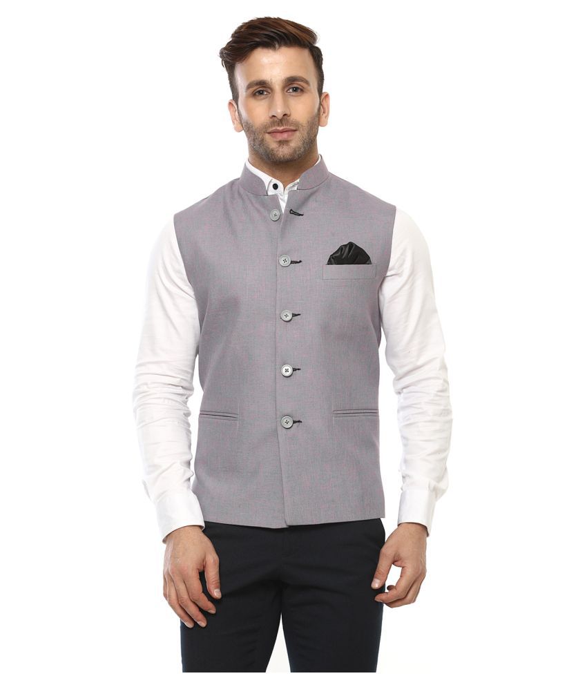 Hangup Grey Jute Nehru Jacket - Buy Hangup Grey Jute Nehru Jacket ...