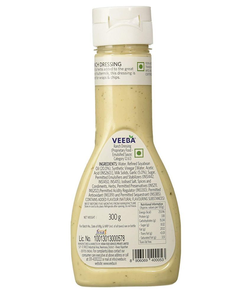 veeba Ranch Dressing Dressing 300 g: Buy veeba Ranch ...