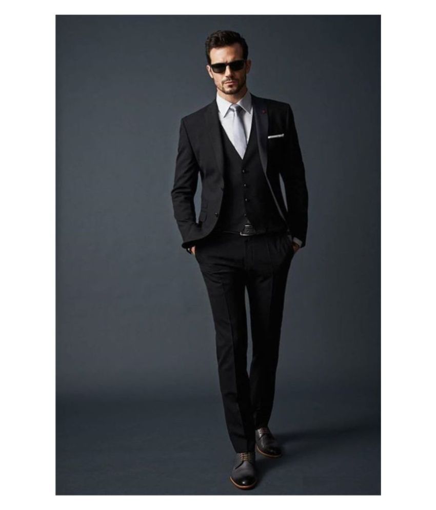 Dmor Black Cotton Blend Suit Lengths - Buy Dmor Black Cotton Blend Suit ...