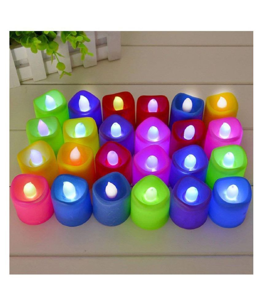24PCS Colorful LED Smokeless Candles Shaped Small Flashing Night Light
