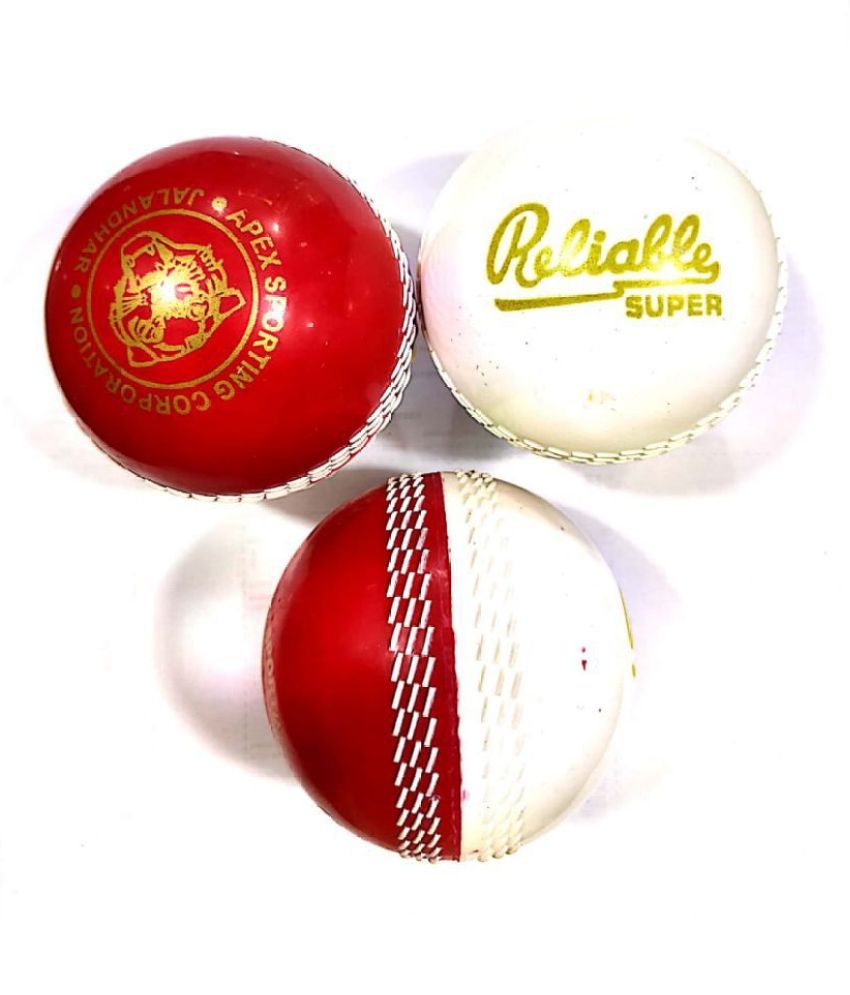 Apex Hard Synthetic Cricket Ball Red & White (Pack Of 3) Buy Online at