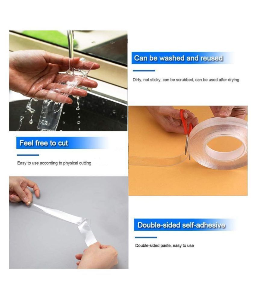 SGL Double Sided 3M/9.8Ft Nano Adhesive Tape,Washable Traceless Nano Gel Tape,Stick to Glass