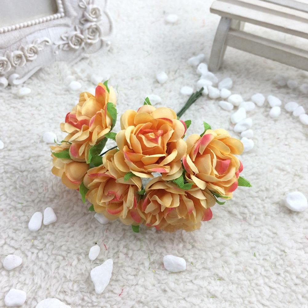 6pcs Artificial Silk Fake Flowers Floral Wedding Bouquet Party