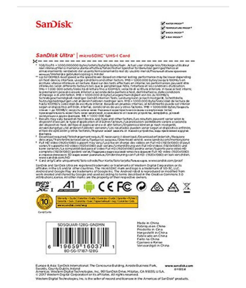 Sandisk 128gb Class 10 Microsdxc Memory Card With Adapter Sdsquar 128g Gn6ma 128gb Uhs Class 3 Memory Card Memory Cards Online At Low Prices Snapdeal India