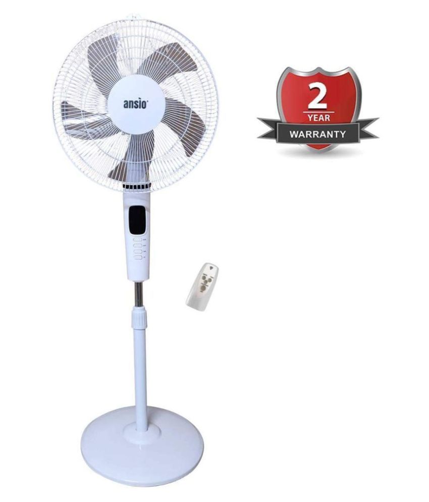 Ansio Pedestal Fan With Remote 55 Watts Up To 1250 Rpm White