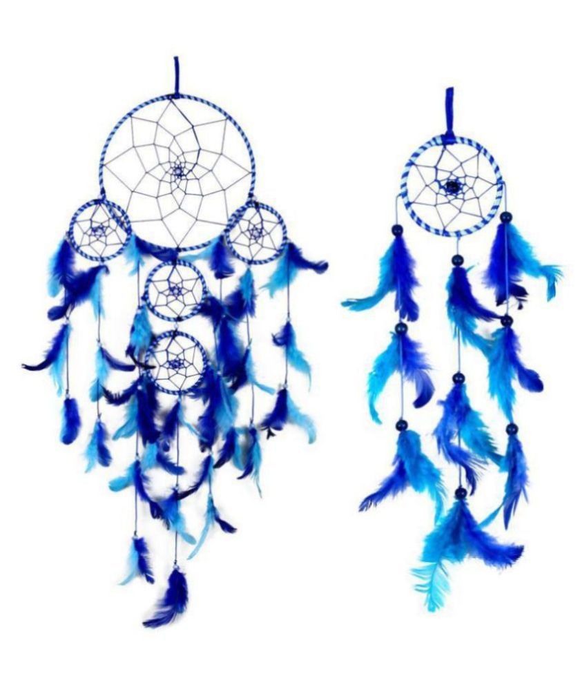    			Lucky Traders Feather Blue Dream Catcher - Pack of 2 ( X cms )