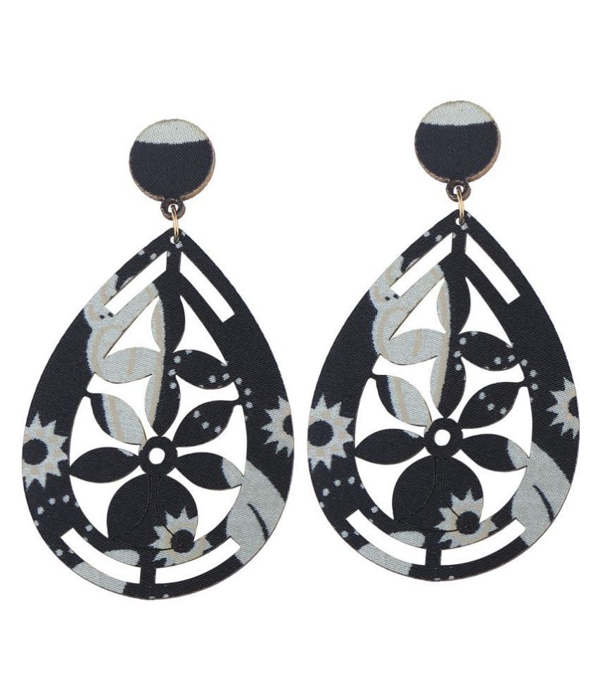     			SILVER SHINE Elegant Designer Dangler Wooden Earrings For Girls and Women …