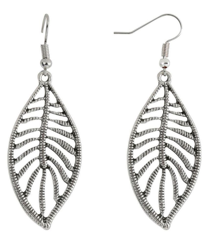     			Silver Shine Graceful Silver Hollow Leaf Design Drop Earring For Girls And Women