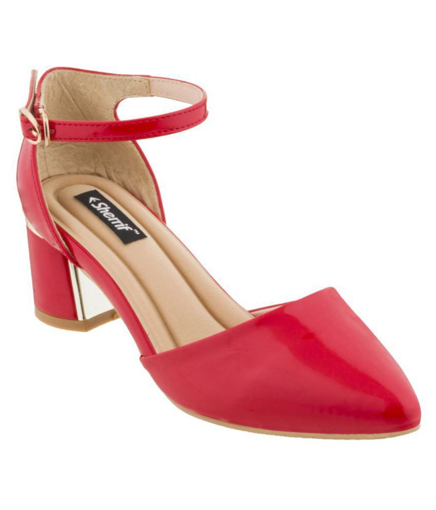 red block heels cheap
