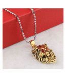 SILVERSHINE SilverPlated Attractive Chain With Lion Design Golden pendant With Diamond For Man Boy