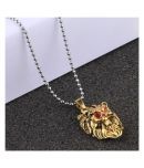 SILVERSHINE SilverPlated Attractive Chain With Lion Design Golden pendant With Diamond For Man Boy