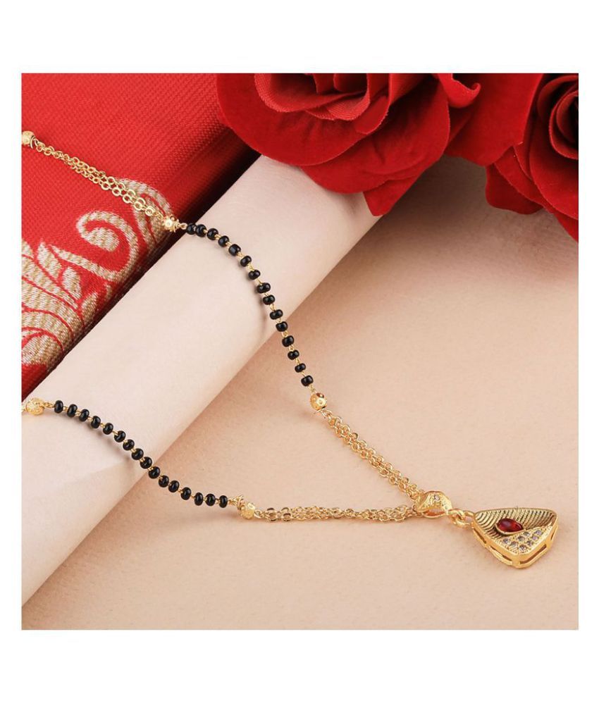     			SILVER SHINE Gold Plated Triangle Shape Pandent Daily Wear Mangalsutra For Women