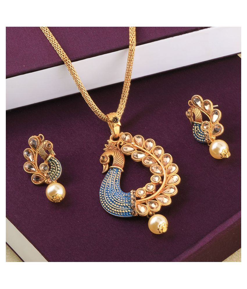     			SILVERSHINE Charm gold Plated Peacock Designer Pendant For Women Girl