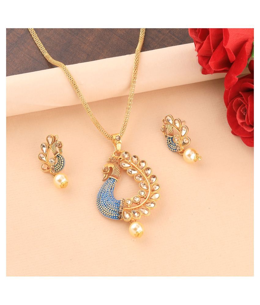     			SILVERSHINE Charm gold Plated Peacock Designer Pendant For Women Girl