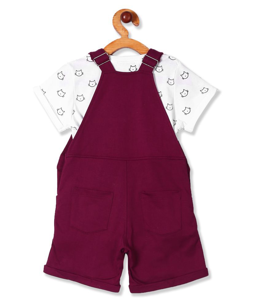 Red Girls Dungarees With Printed T-Shirt - Buy Red Girls Dungarees With ...