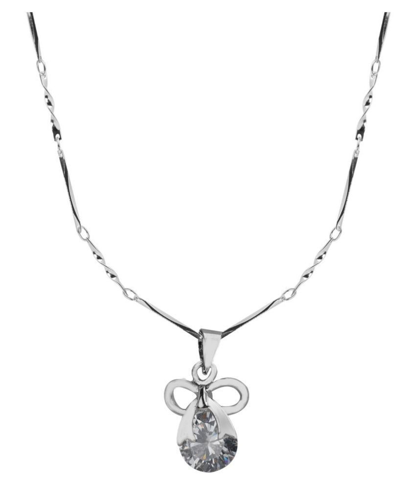     			Silver Shine Silver Plated chain With  Bow Shape Pendant  For Women