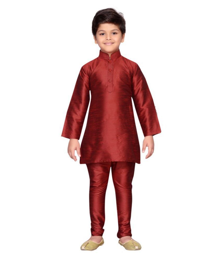 Kidling Kids Maroon Solid kurta Pyjamas For Boys - Buy Kidling Kids ...