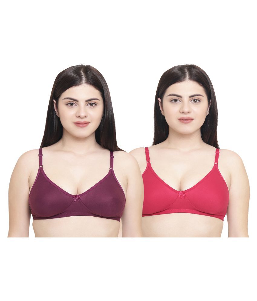     			Leading Lady Pack of 2 Cotton Non Padded Women's T-Shirt Bra ( Multi Color )