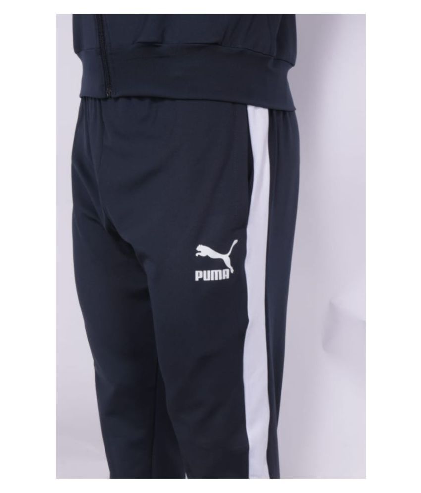 puma navy polyester lycra trackpants