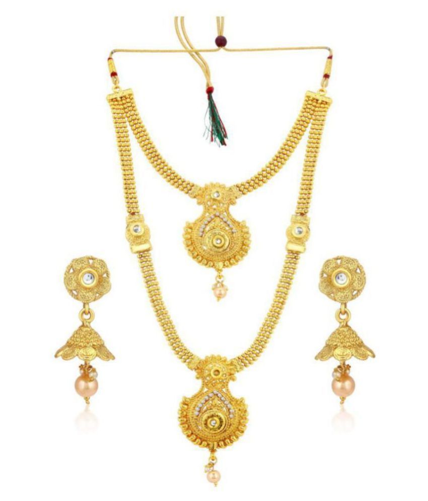 Sukkhi Alloy Golden Long Haram Traditional 18kt Gold Plated Necklace