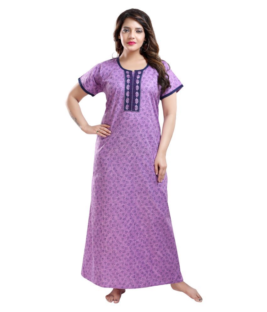 Buy TRUNDZ Cotton Nighty u0026 Night Gowns - Purple Online at Best Prices in  India - Snapdeal