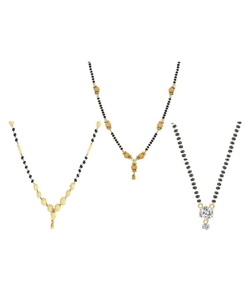     			Sukkhi Sparkling Gold Plated Cz Solitaire Mangalsutra Combo For Women Pack Of 3