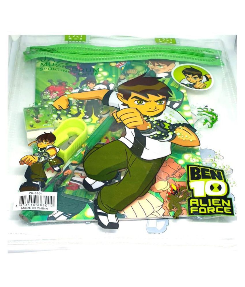 Ben 10 Cartoon Character Print Stationary Set-for Kids and Children 1  Pencil 1 Eraser 1 Sharpener 1 Scale 1 Notebook and 1 Bag: Buy Online at  Best Price in India - Snapdeal