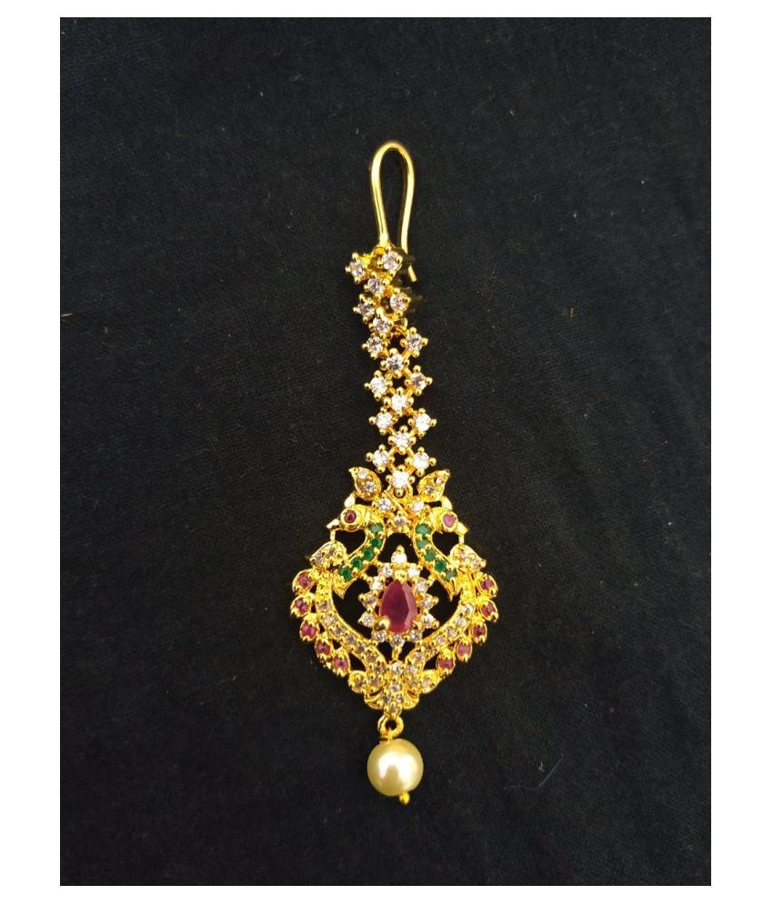 CZ Gold plated American Diamond Maang 